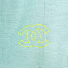 CHANEL turquoise cashmere & silk NEON CC Shawl Scarf