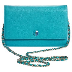 Chanel Turquoise Caviar Crossbody Bag
