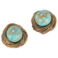 Pendientes de clip de turquesa Chanel, años 60