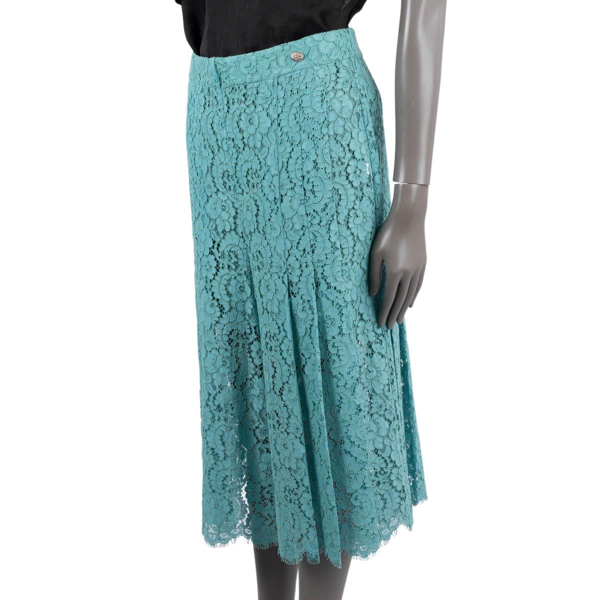 Women's CHANEL turquoise cotton 2016 16C SEOUL LACE CULOTTE Pants 42 L For Sale