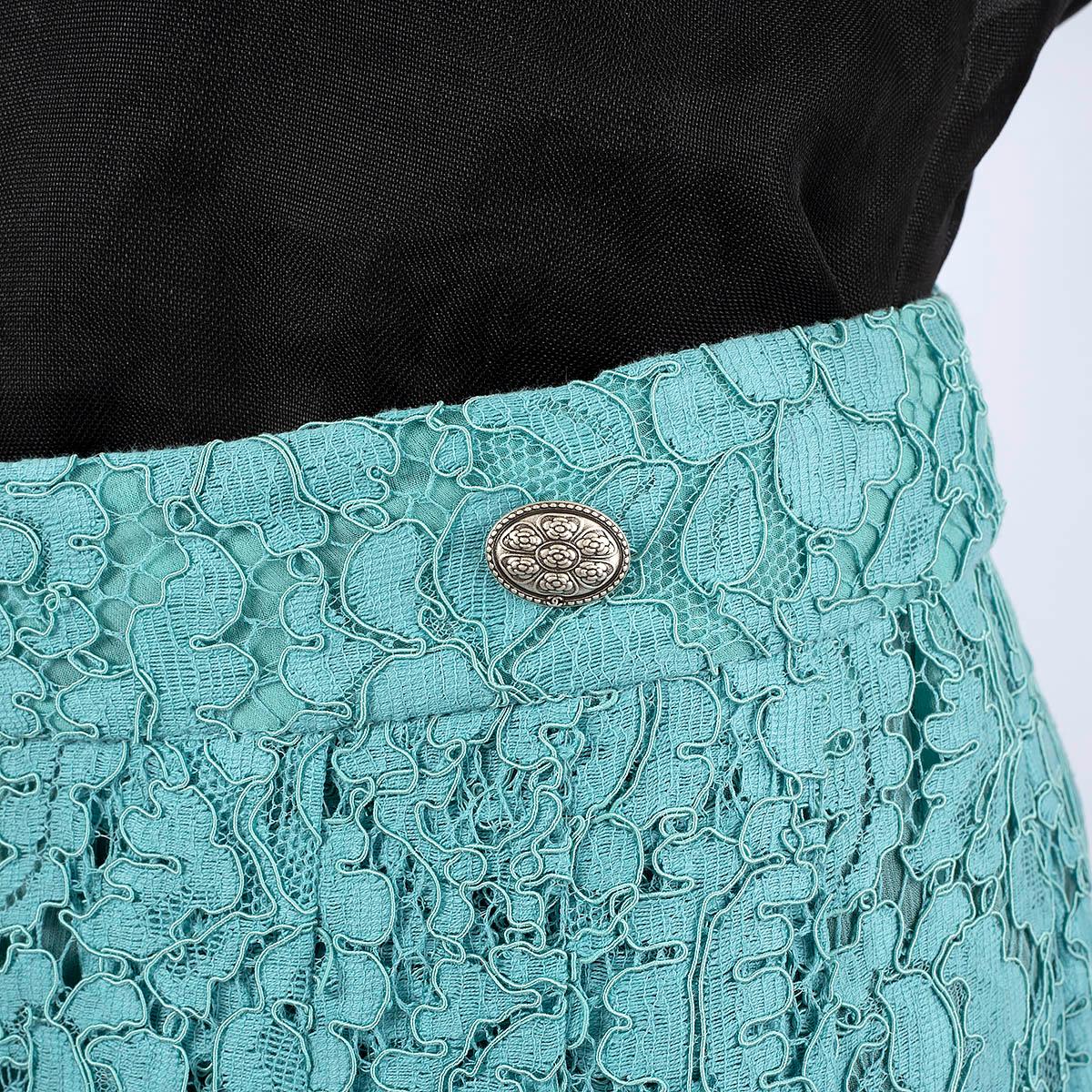 CHANEL turquoise cotton 2016 16C SEOUL LACE CULOTTE Pants 42 L For Sale 2