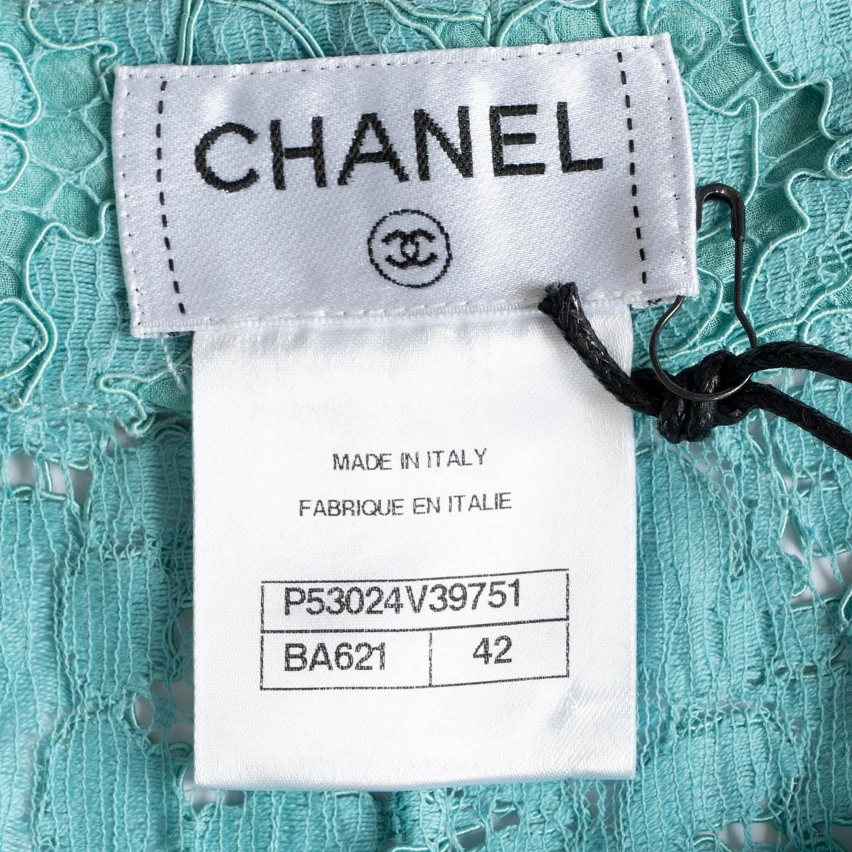 CHANEL turquoise cotton 2016 16C SEOUL LACE CULOTTE Pants 42 L For Sale 4