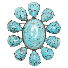 Vintage Chanel Turquoise gem stones brooch 