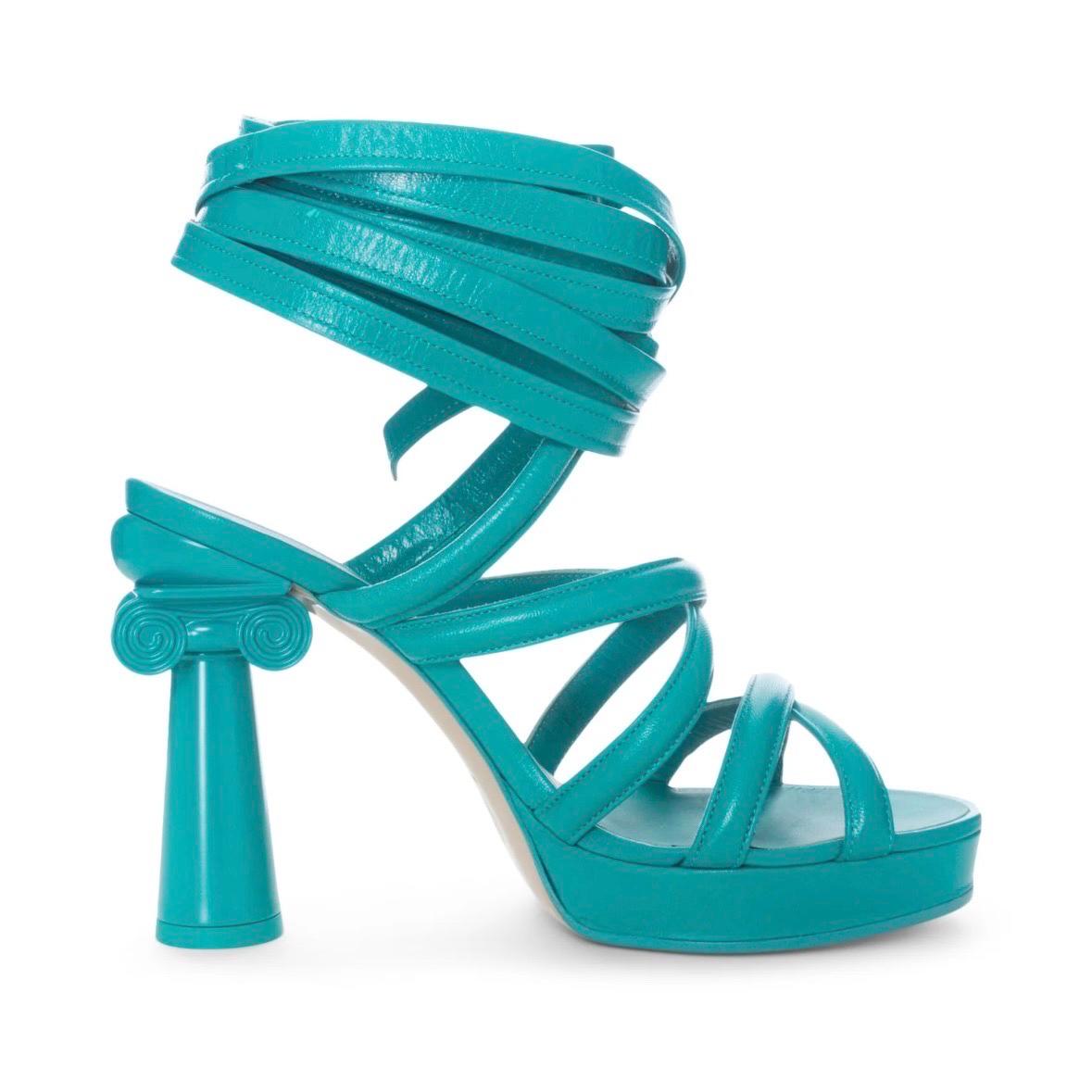 Chanel Turquoise Green Grecian Column Platform Wrap-Up Sandals Cruise 2018 For Sale 1