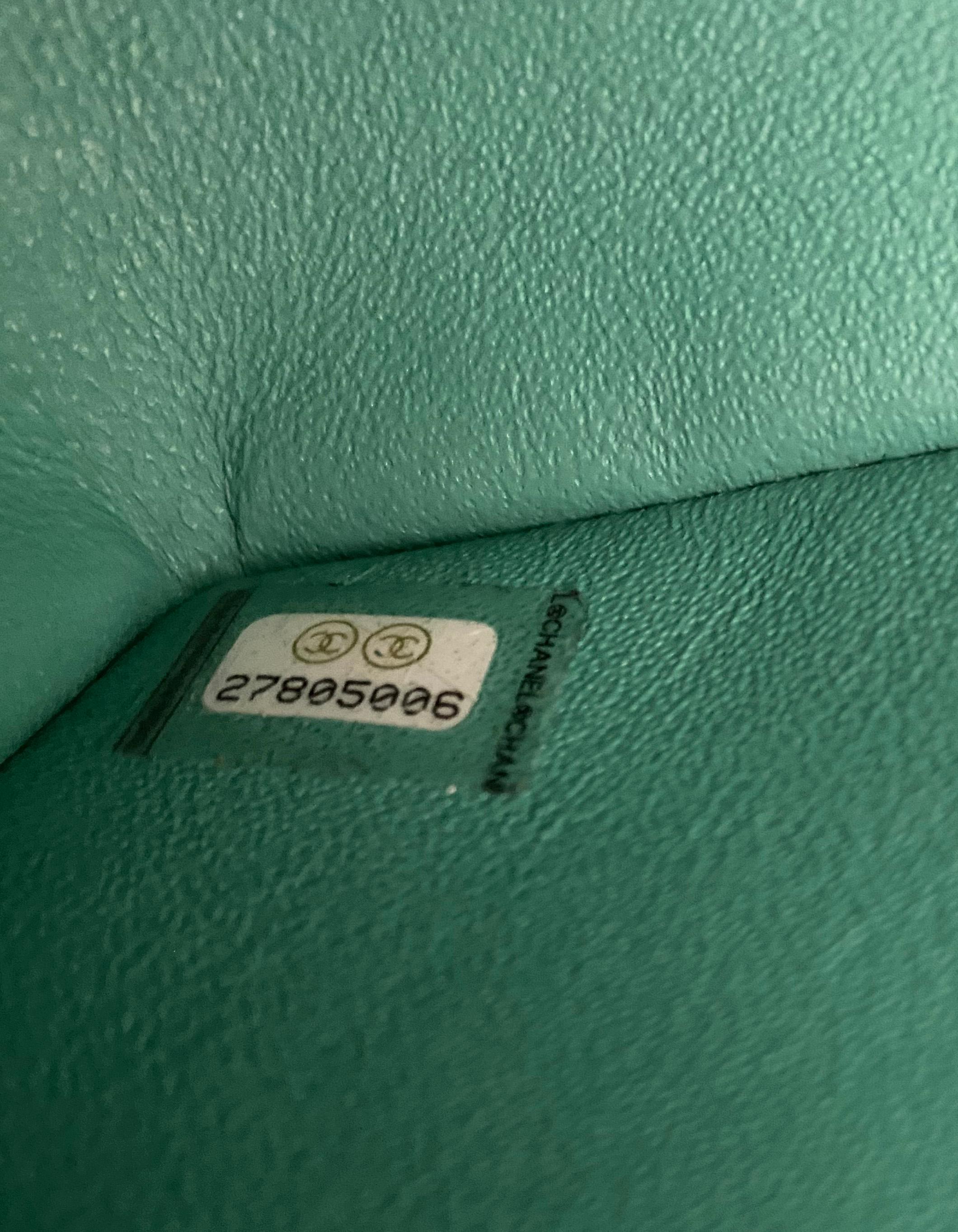 Chanel Turquoise Lambskin Quilted Rectangular Mini Classic Flap Crossbody Bag 5
