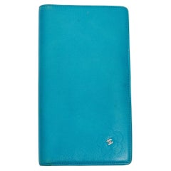 Chanel Turquoise Leather CC Camellia Bi Fold Long Wallet