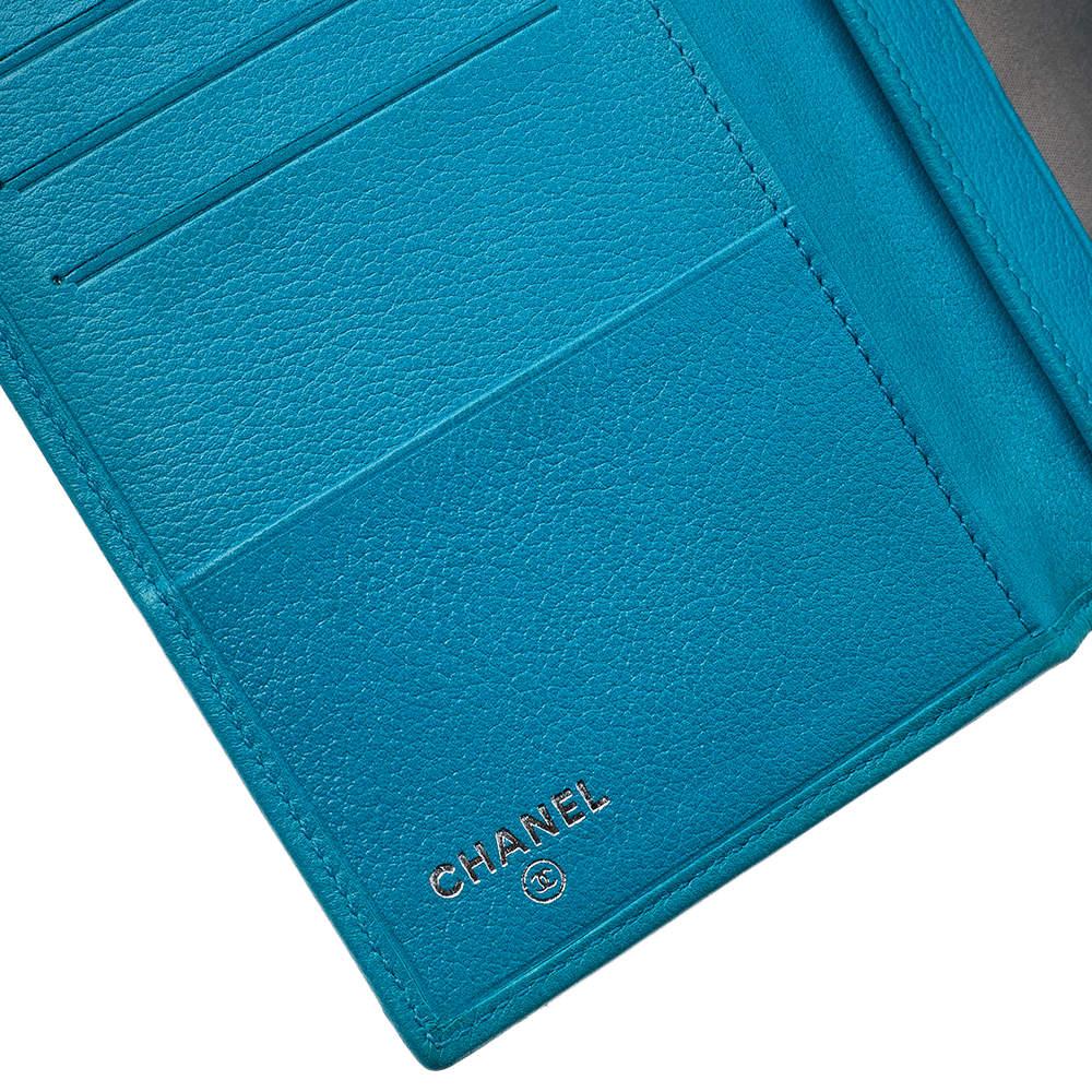 Chanel Turquoise Leather CC Camellia Flap Continental Wallet 4