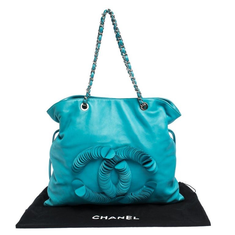 Chanel Turquoise Leather Disc Bon Bon Bag
