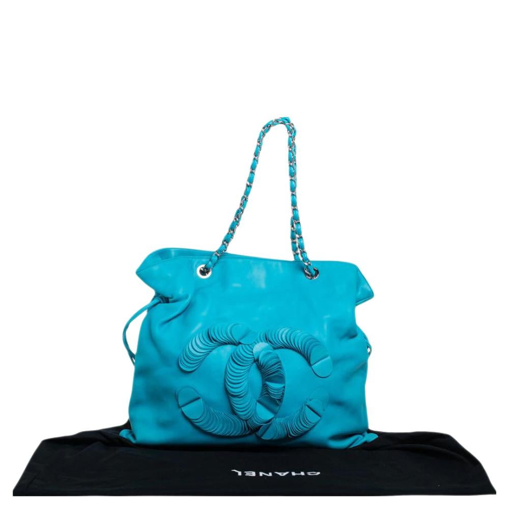 Chanel Turquoise Leather Disc Bon Bon Bag 6