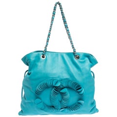 Chanel Turquoise Leather Disc Bon Bon Bag