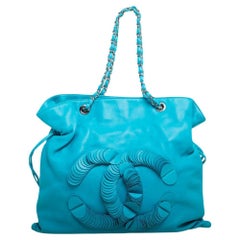 Chanel Turquoise Leather Disc Bon Bon Bag