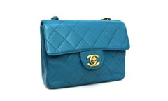 Chanel Turquoise Leather Mini Flap Bag