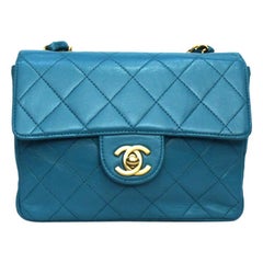 Chanel Turquoise Leather Mini Flap Bag