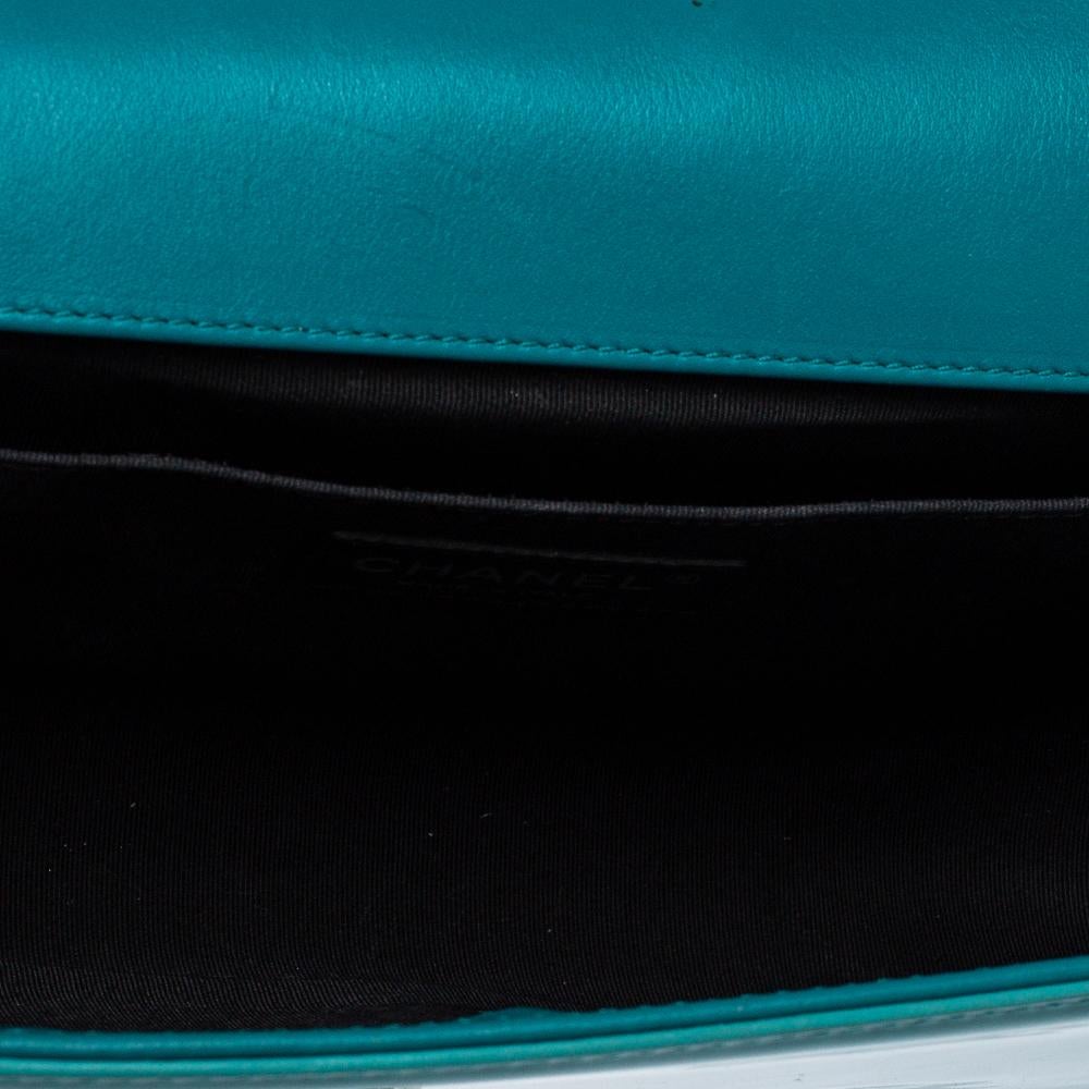Chanel Turquoise Patent Leather Medium Plexiglas Boy Bag 4
