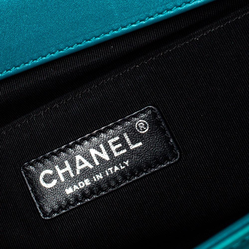 Chanel Turquoise Patent Leather Medium Plexiglas Boy Bag 2
