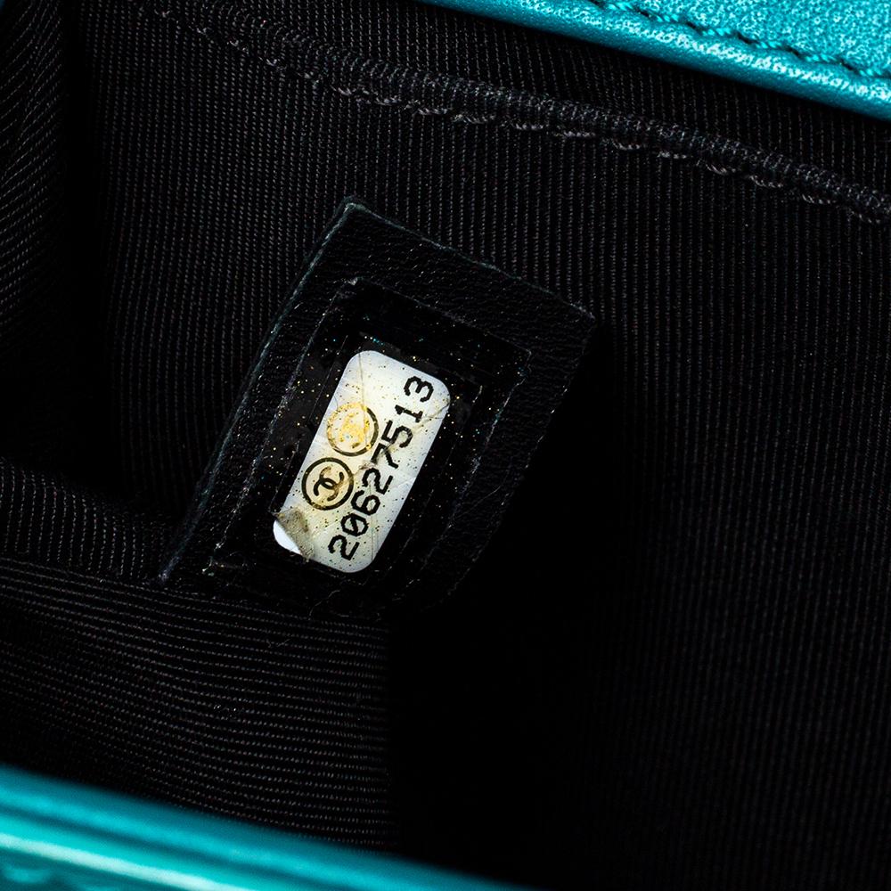 Chanel Turquoise Patent Leather Medium Plexiglas Boy Bag 3