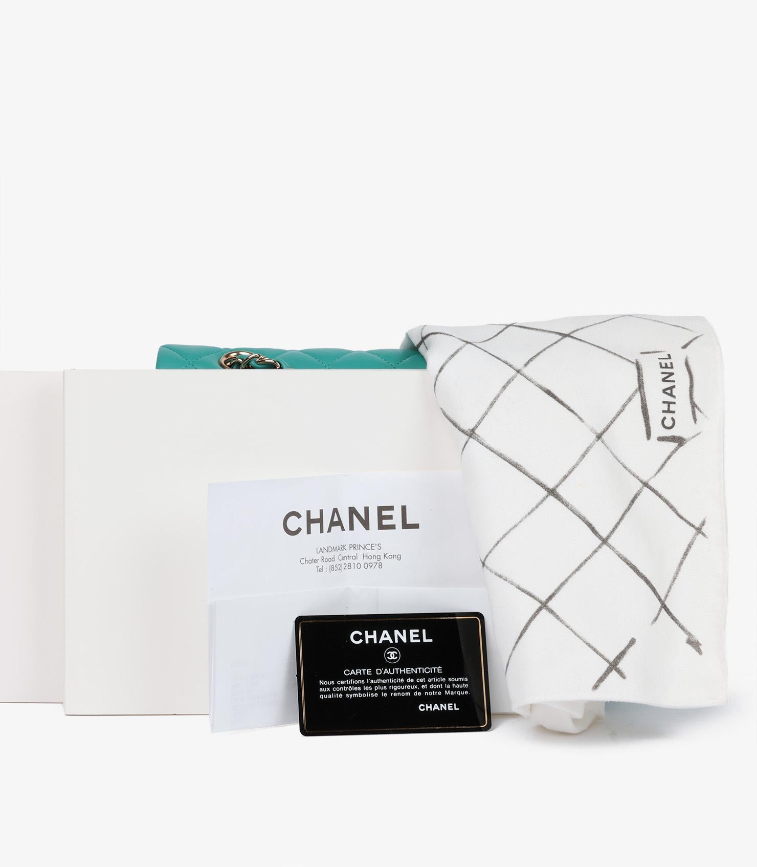 Chanel Turquoise Quilted Lambskin Medium Classic Double Flap Bag 5