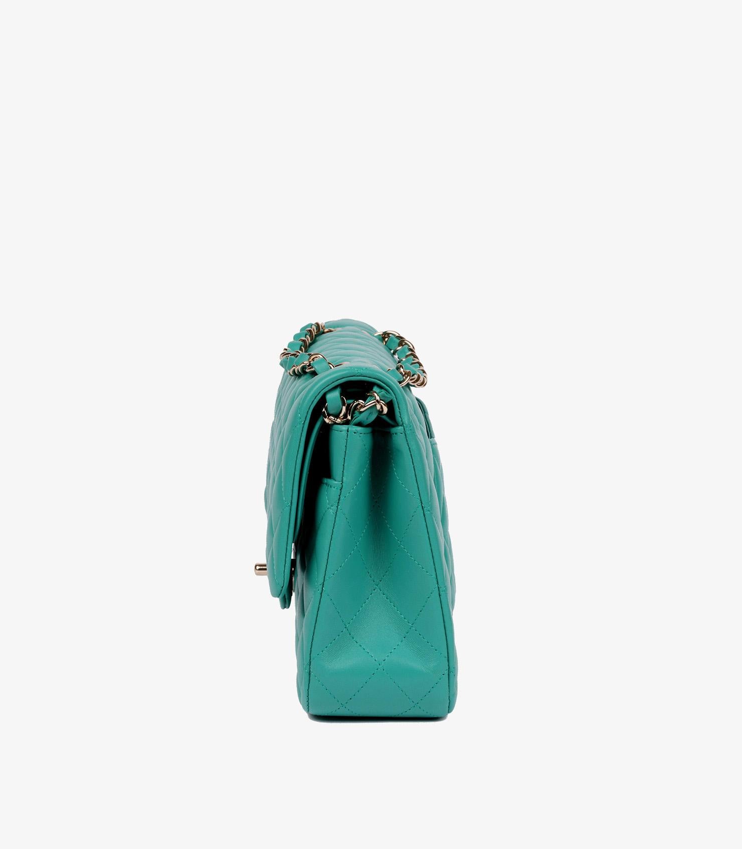 Blue Chanel Turquoise Quilted Lambskin Medium Classic Double Flap Bag