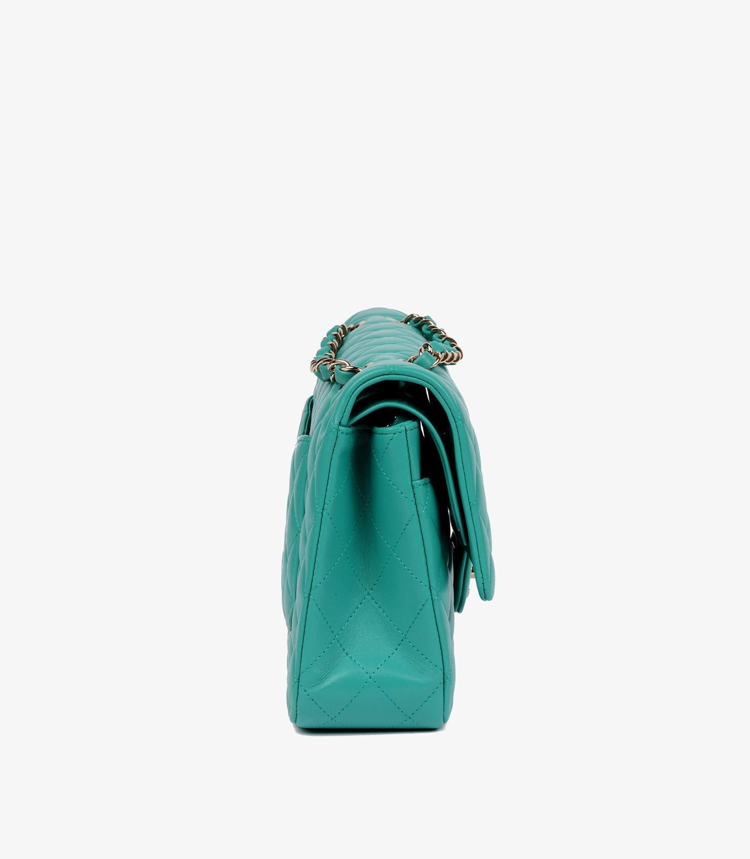 Chanel Turquoise Quilted Lambskin Medium Classic Double Flap Bag In Excellent Condition In Bishop's Stortford, Hertfordshire