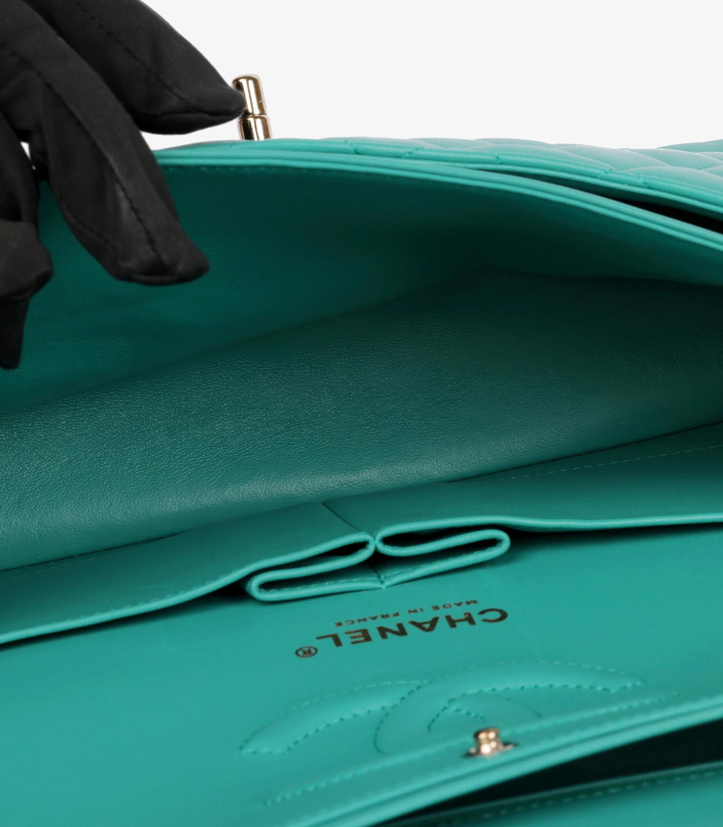 Chanel Turquoise Quilted Lambskin Medium Classic Double Flap Bag 4