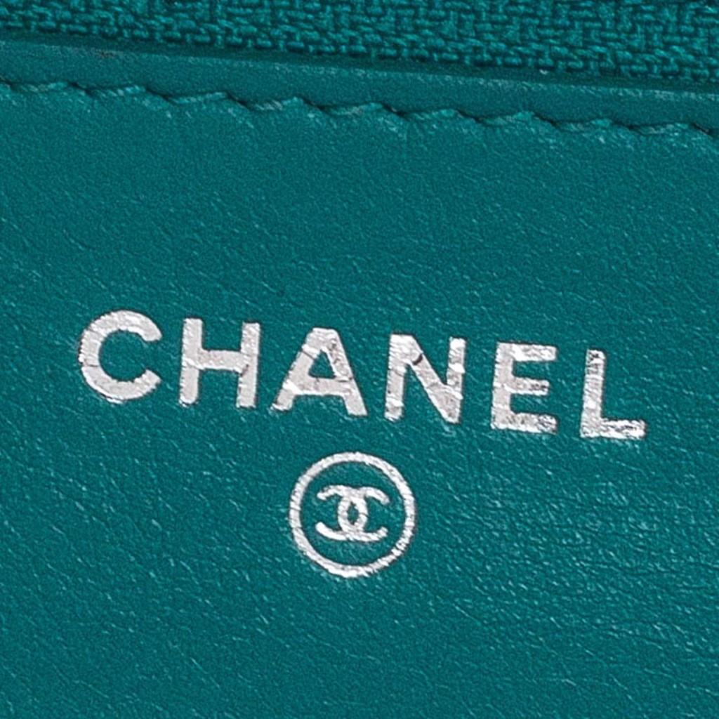 Chanel Turquoise Quilted Leather Flap WOC Clutch Bag 5