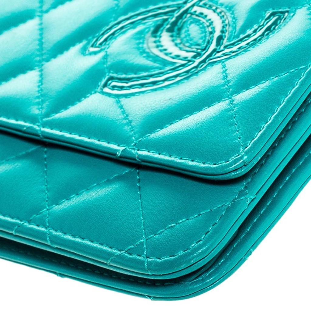 Chanel Turquoise Quilted Leather Flap WOC Clutch Bag 1