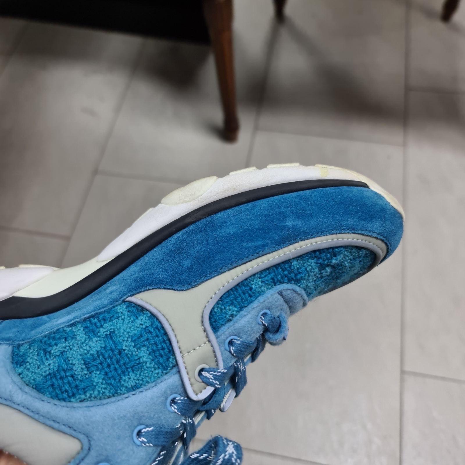 Chanel Turquoise Suede Reflective CC Logo Lace Up Sneakers 5