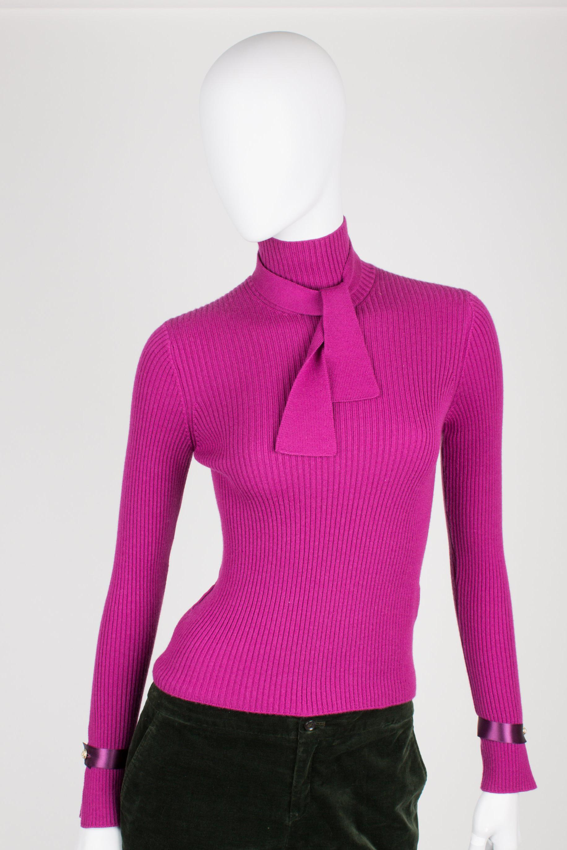 Chanel Turtle Neck Cashmere Sweater - purple For Sale 1