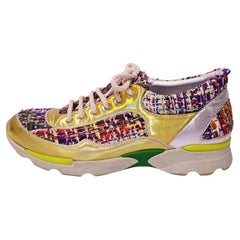 Chanel Tweed 
Metallic Gold Sneakers - EU 40