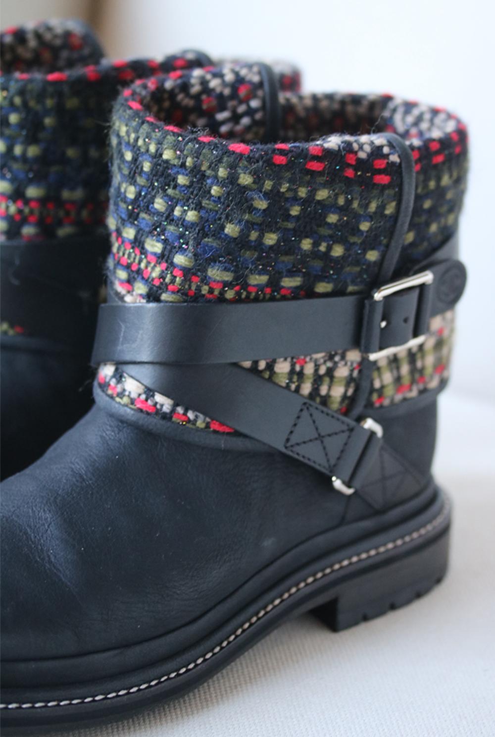 chanel tweed ankle boots