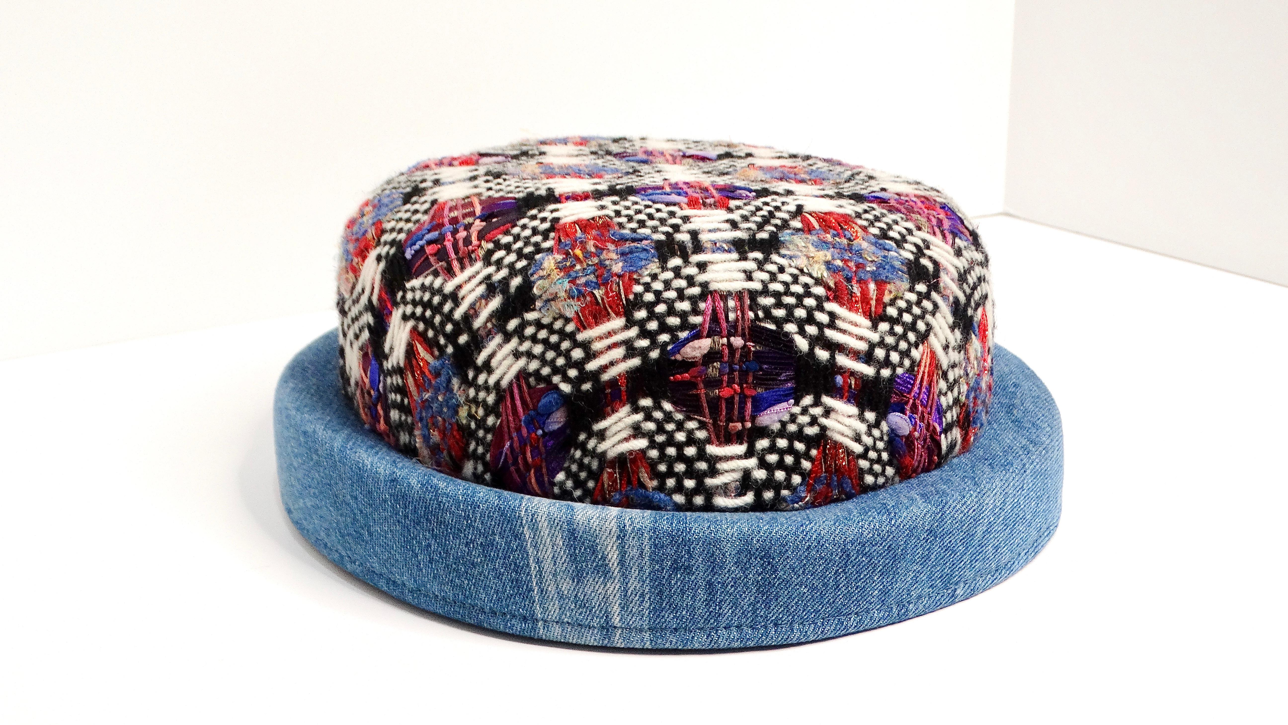 Women's Chanel Tweed and Denim Bowler Hat For Sale