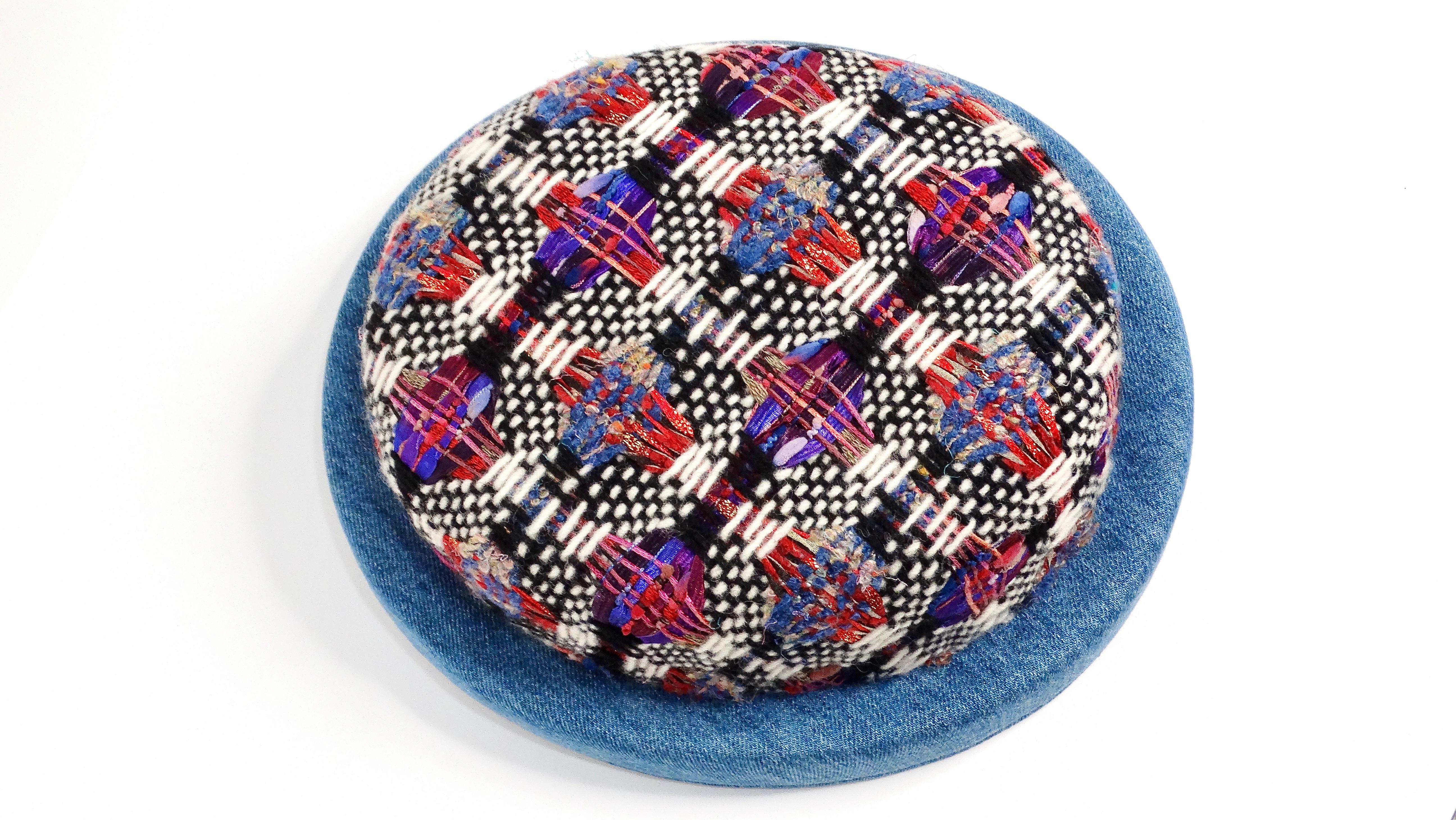 Chanel Tweed and Denim Bowler Hat For Sale 2