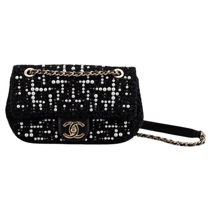 Chanel Tweed and Pearl Mini Flap Bag For Sale