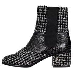 Chanel Tweed Ankle Boots, Size 38.5