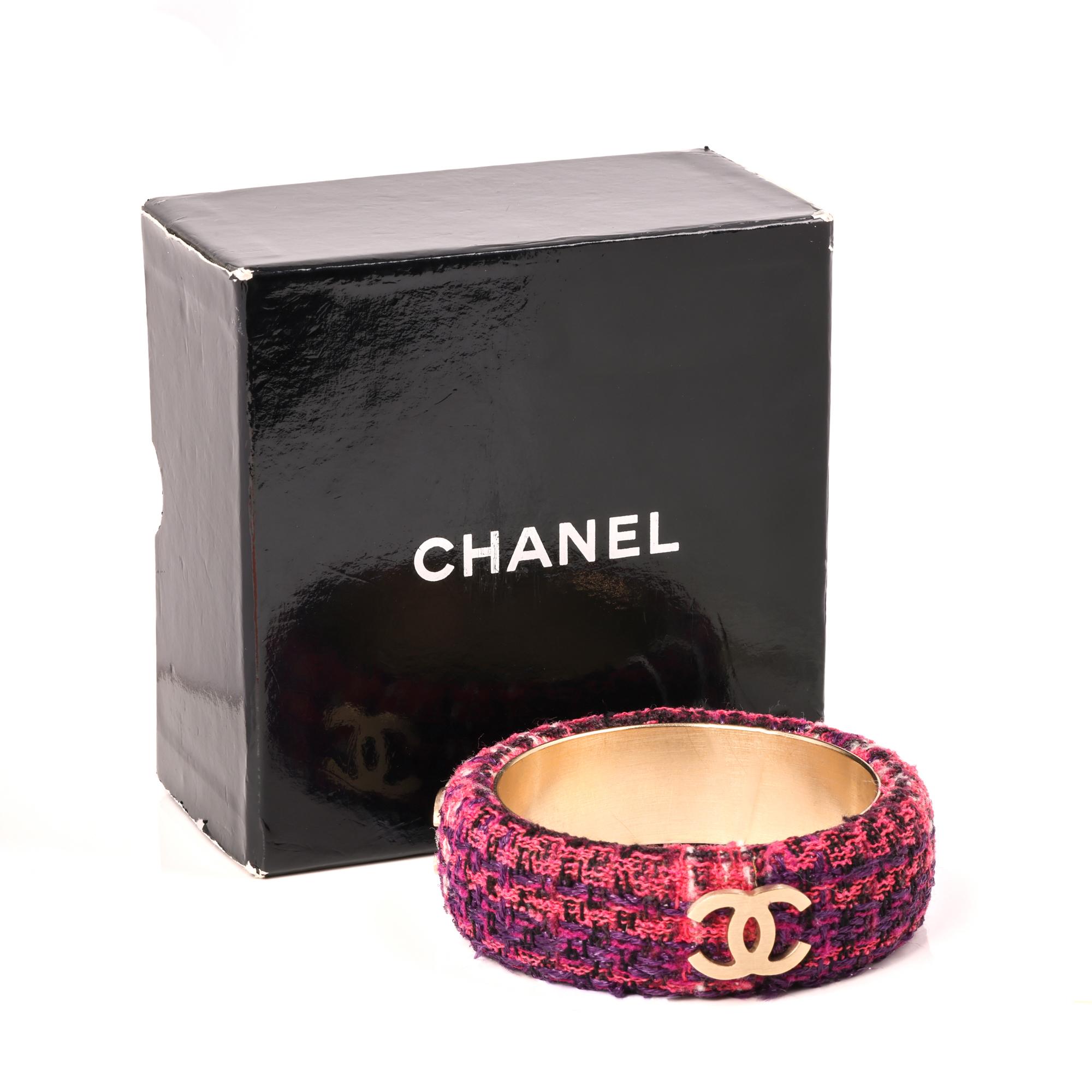 Chanel Tweed Bangle For Sale 2