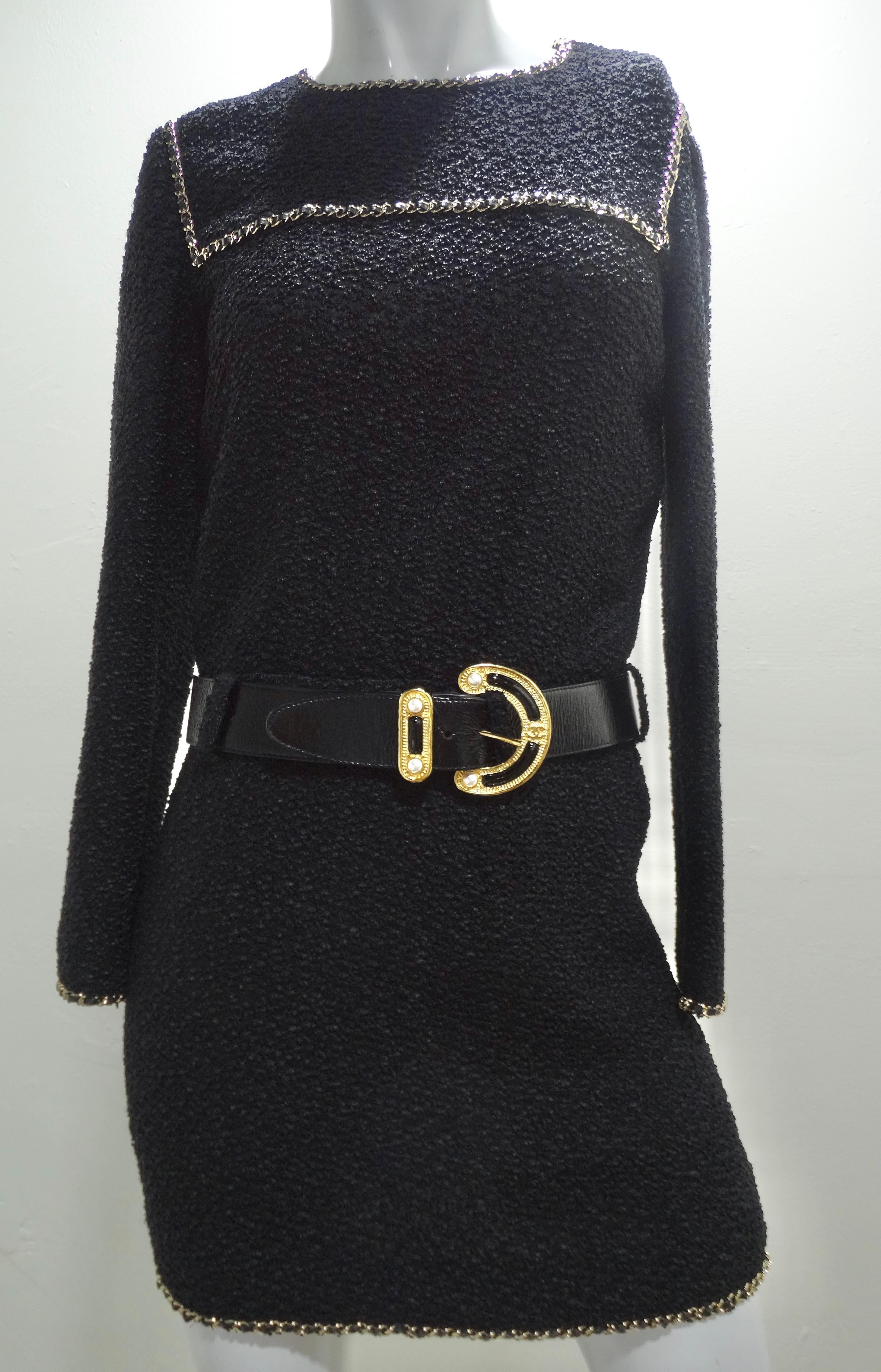 Chanel Tweed-Kleid mit Gürtel (Schwarz) im Angebot