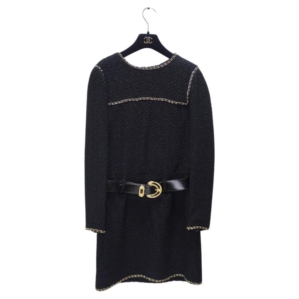 Chanel Tweed Belted Dress For Sale
