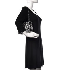 Chanel Tweed Blue Black Double Flap Bag Medium