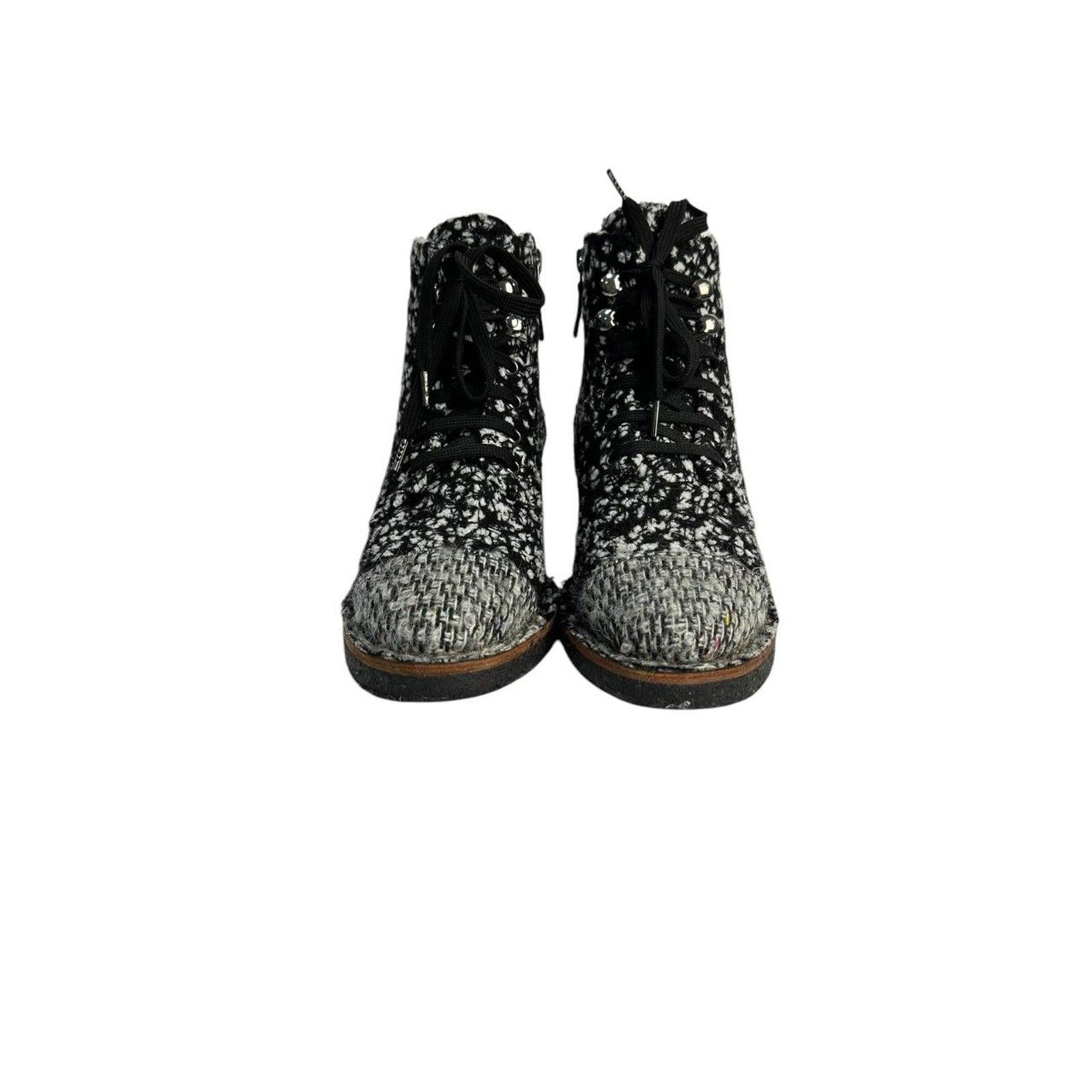 Chanel Botines Tweed Boucle Sz.37 Negro en venta