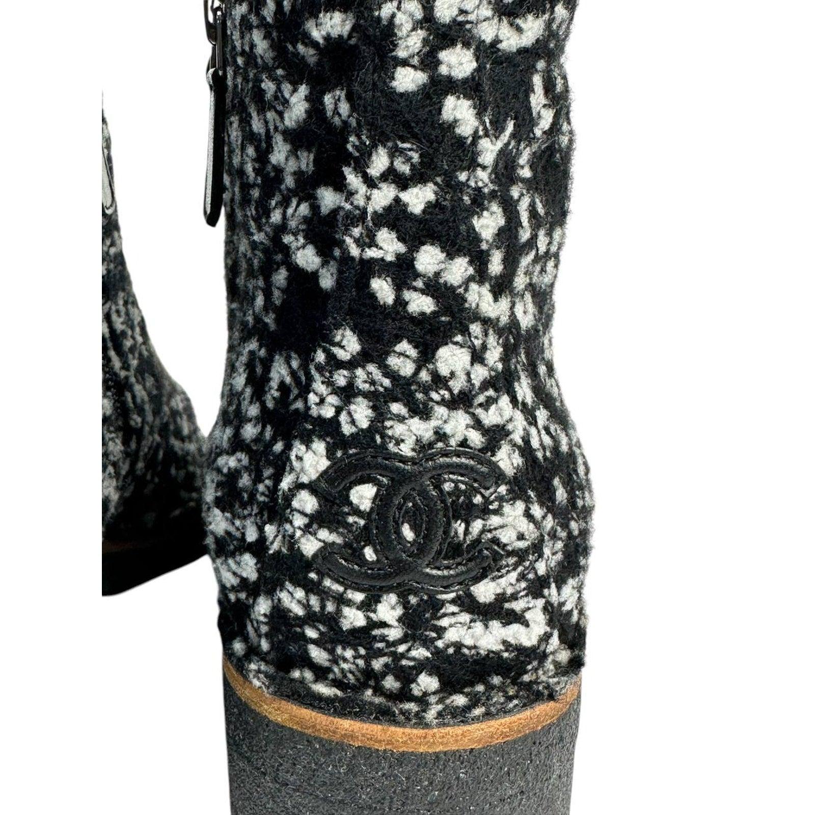De las mujeres Chanel Botines Tweed Boucle Sz.37 en venta