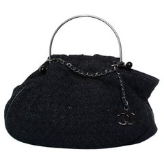 Chanel, tweed boucle knitting bag in black