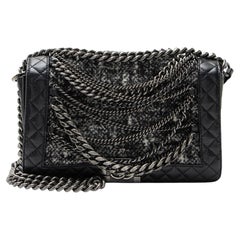 Chanel Tweed Calfskin Paris Dallas Enchained Old Medium Boy Bag