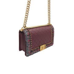 Chanel Tweed Calfskin Quilted Braided Jacket Medium Boy Flap