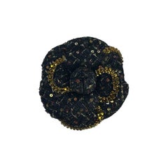 Chanel Tweed Camellia Sequins Brooch