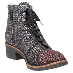 Chanel Tweed Cap Toe Ankle Boots Size IT 41.5
