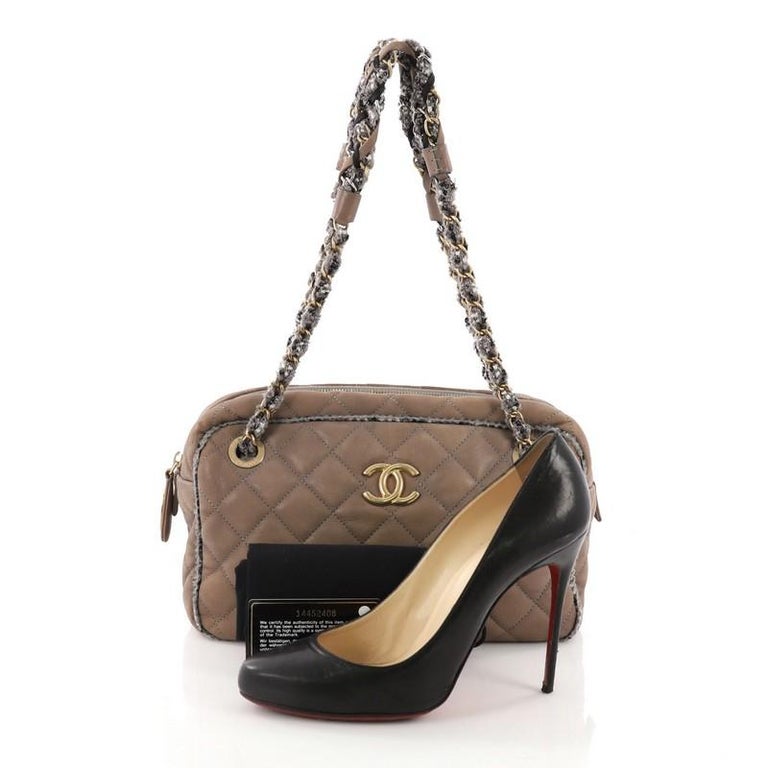 Chanel Tweed Chain Camera Bag Quilted Lambskin and Tweed ...