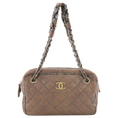 Chanel Tweed Chain Camera Bag Quilted Lambskin and Tweed Small
