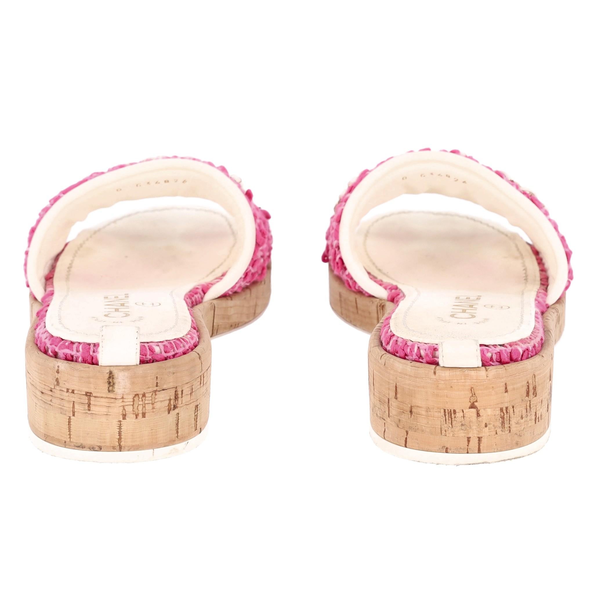 Chanel Tweed 'Chanel' Logo Sandals In Excellent Condition In London, GB