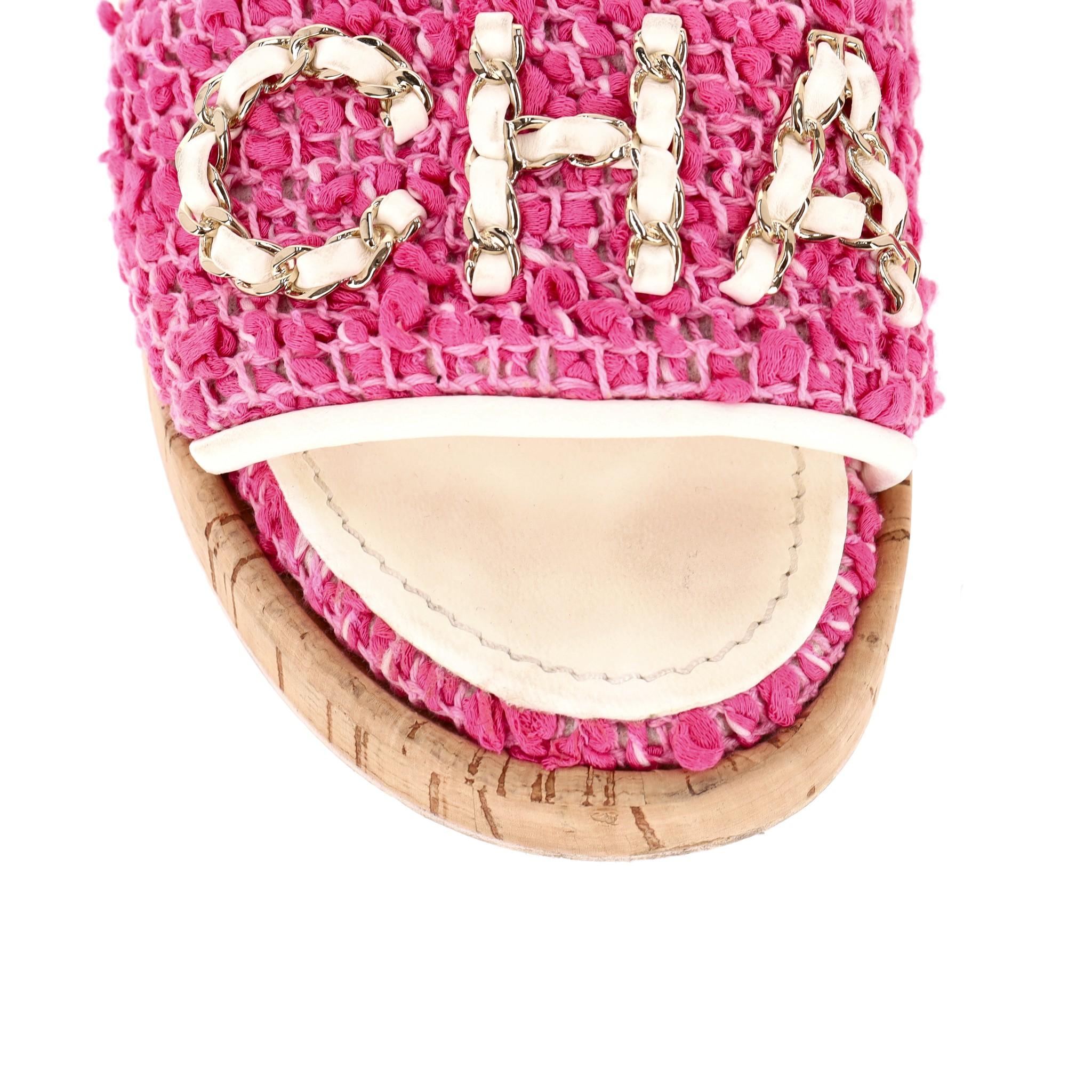 Chanel Tweed 'Chanel' Logo Sandals 2