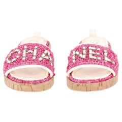 Chanel Tweed 'Chanel' Logo Sandals